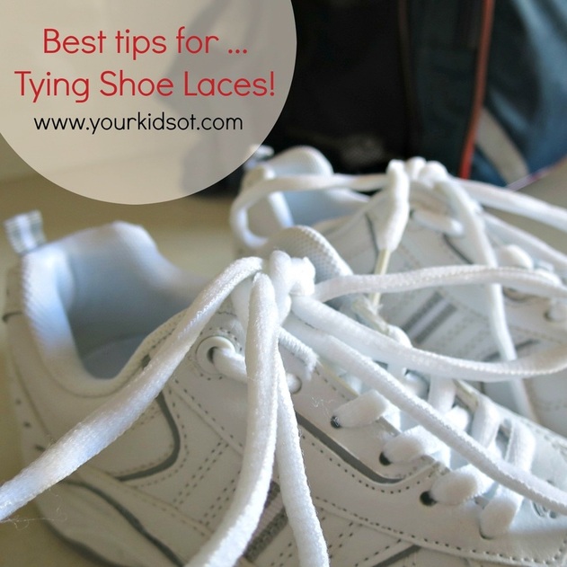 tieing shoe laces