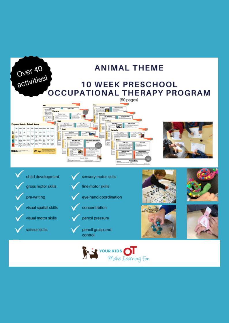 Animal Theme 10 Week Preschool Occupational Therapy Program